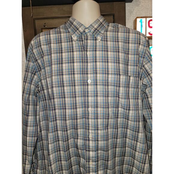 Linen Blend western Shirt mens SZ L plaid Long Sleeve cowboy rodeo button up - Picture 2 of 7